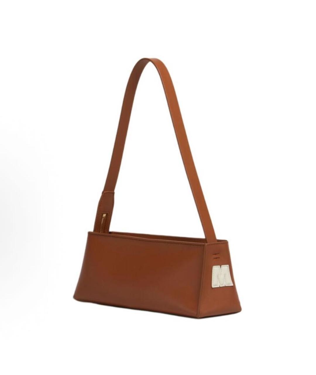 MARNI Коричневая кожаная сумка с короткими ручками, фото 3