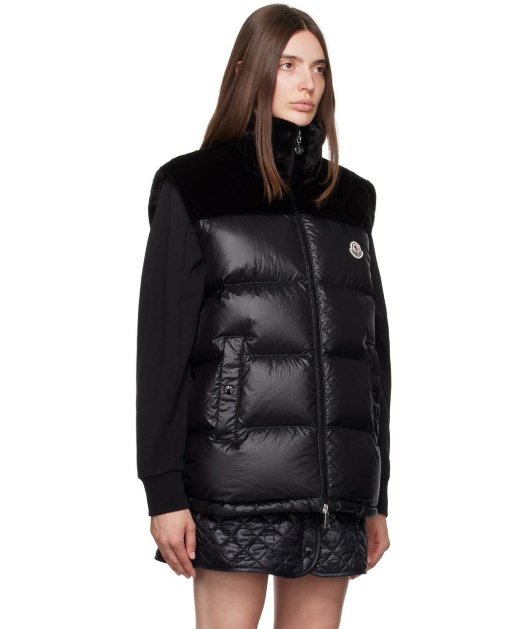 MONCLER Черный полиэстеровый жилет, фото 3