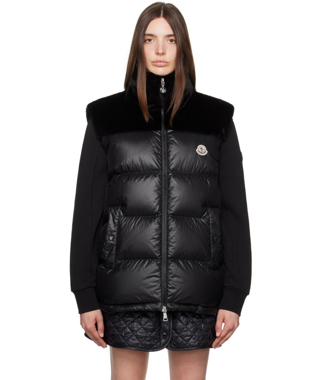 MONCLER Черный полиэстеровый жилет, фото 2