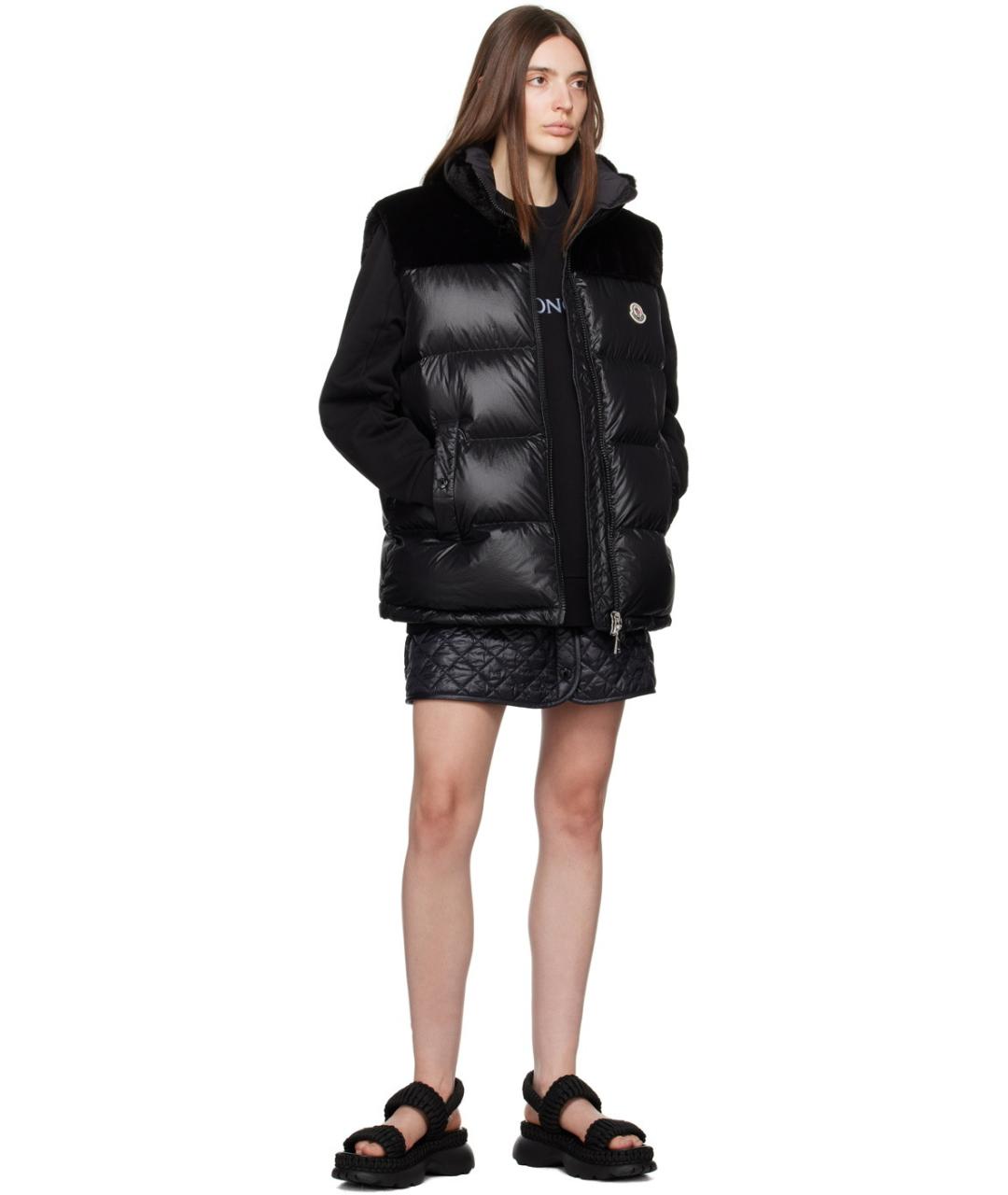 MONCLER Черный полиэстеровый жилет, фото 5