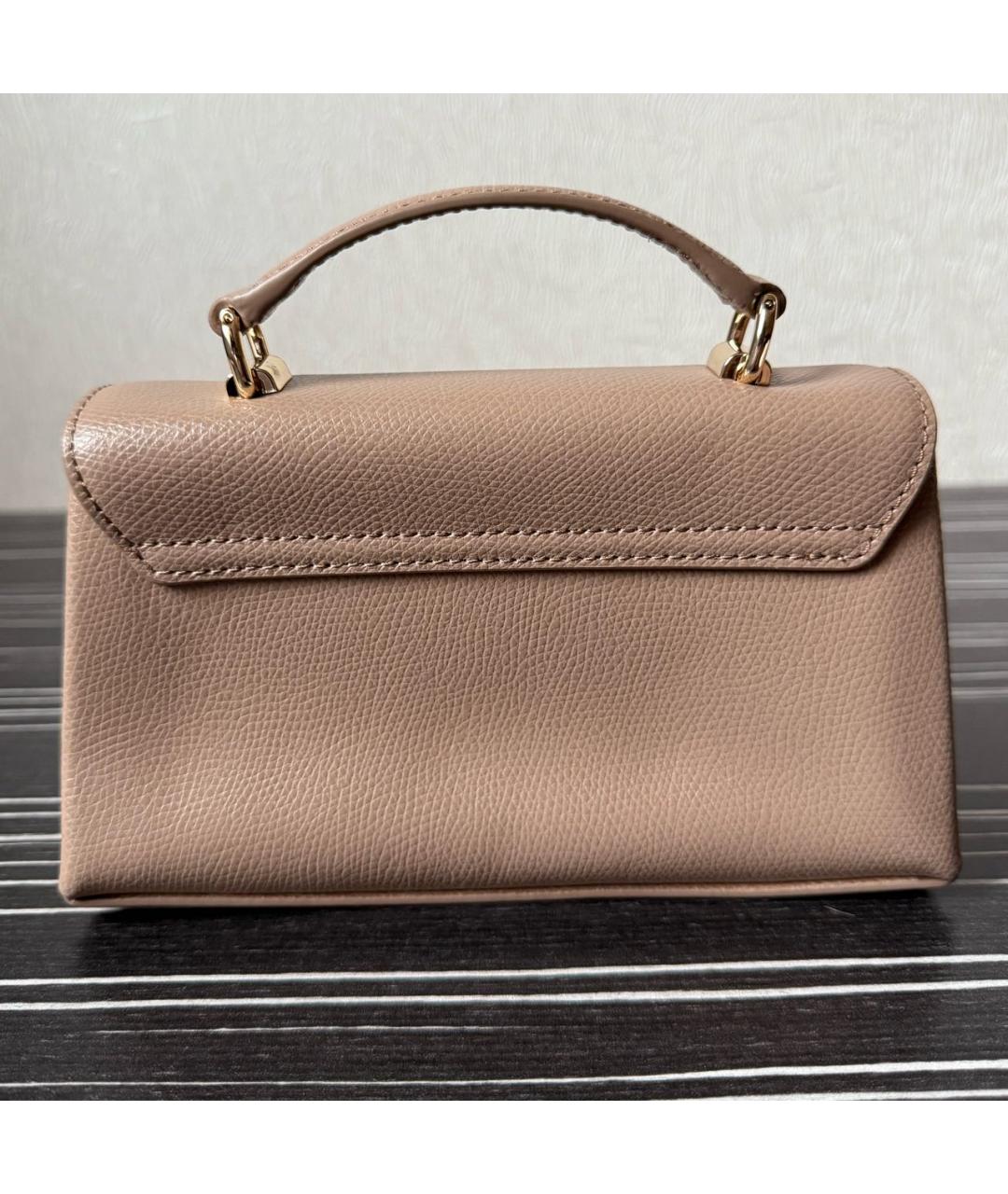 FURLA Бежевая кожаная сумка с короткими ручками, фото 3
