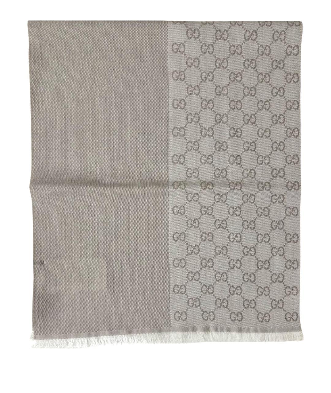 GUCCI Бежевый шерстяной шарф, фото 1