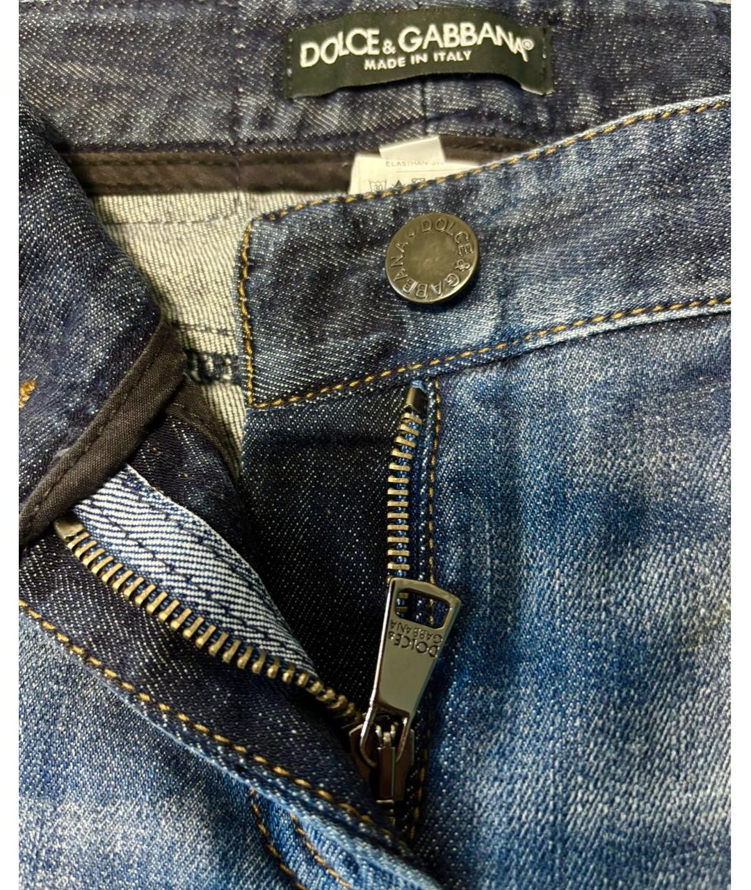 DOLCE&GABBANA Синие хлопковые джинсы слим, фото 7