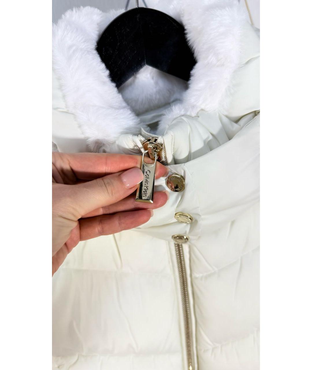 CALVIN KLEIN Белый полиэстеровый пуховик, фото 4