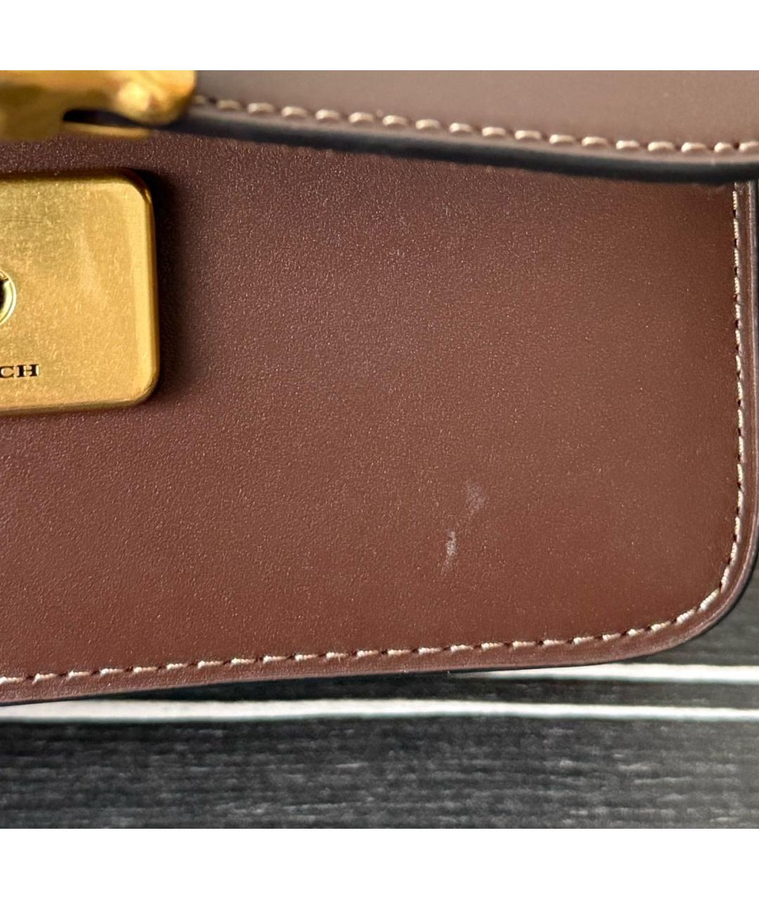 COACH Коричневая кожаная сумка через плечо, фото 5