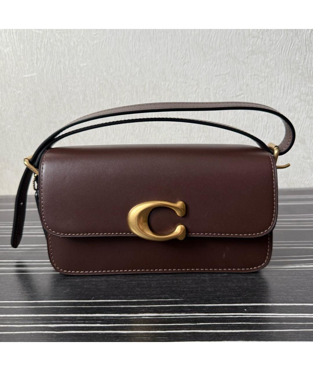 COACH Коричневая кожаная сумка через плечо, фото 8