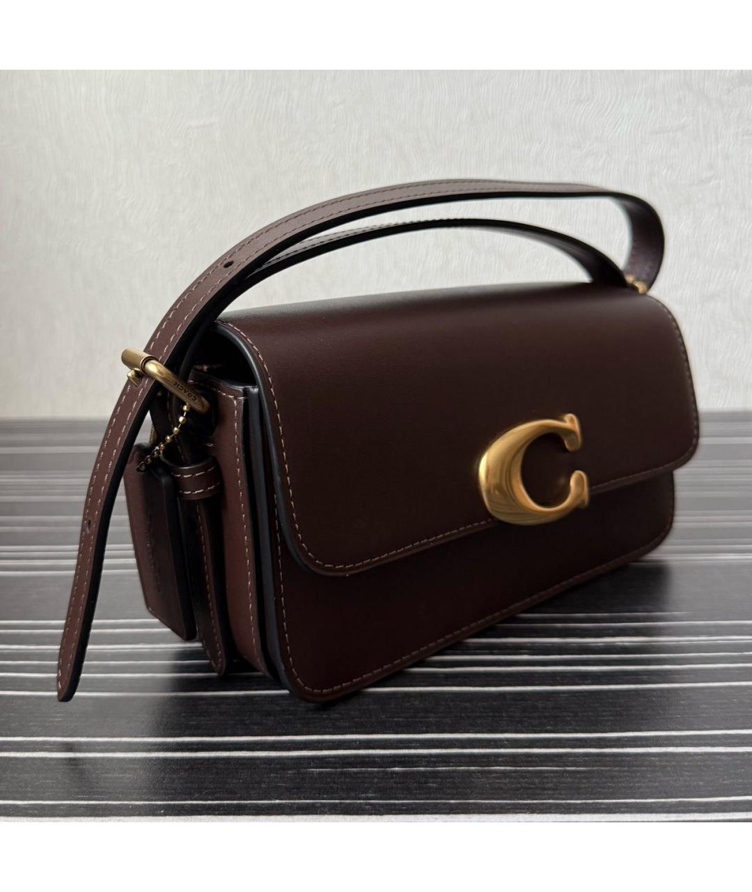 COACH Коричневая кожаная сумка через плечо, фото 2