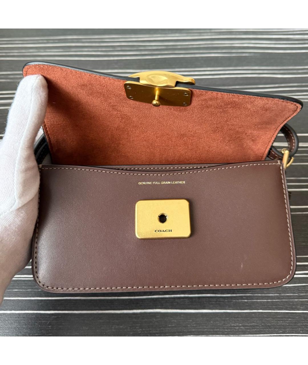 COACH Коричневая кожаная сумка через плечо, фото 4