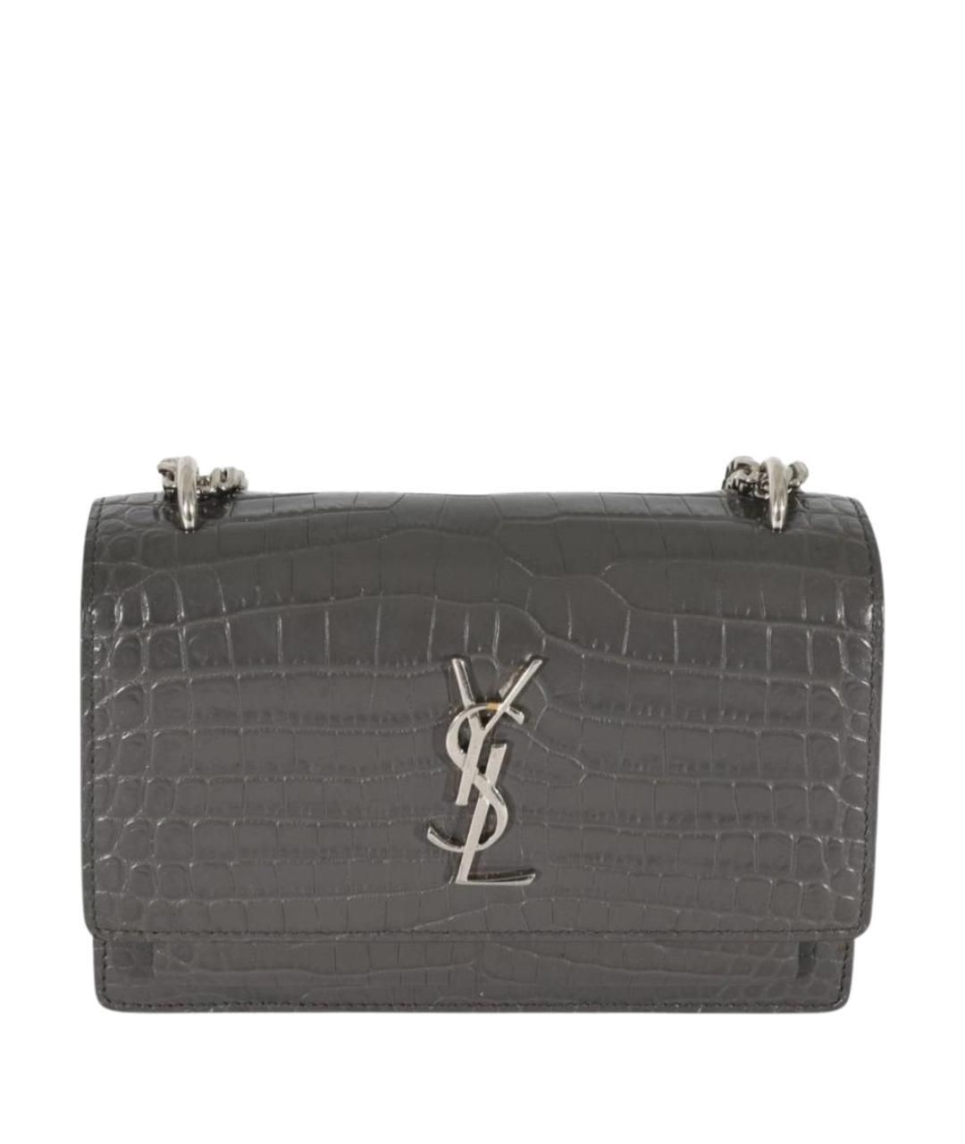 SAINT LAURENT Серая кожаная сумка через плечо, фото 1