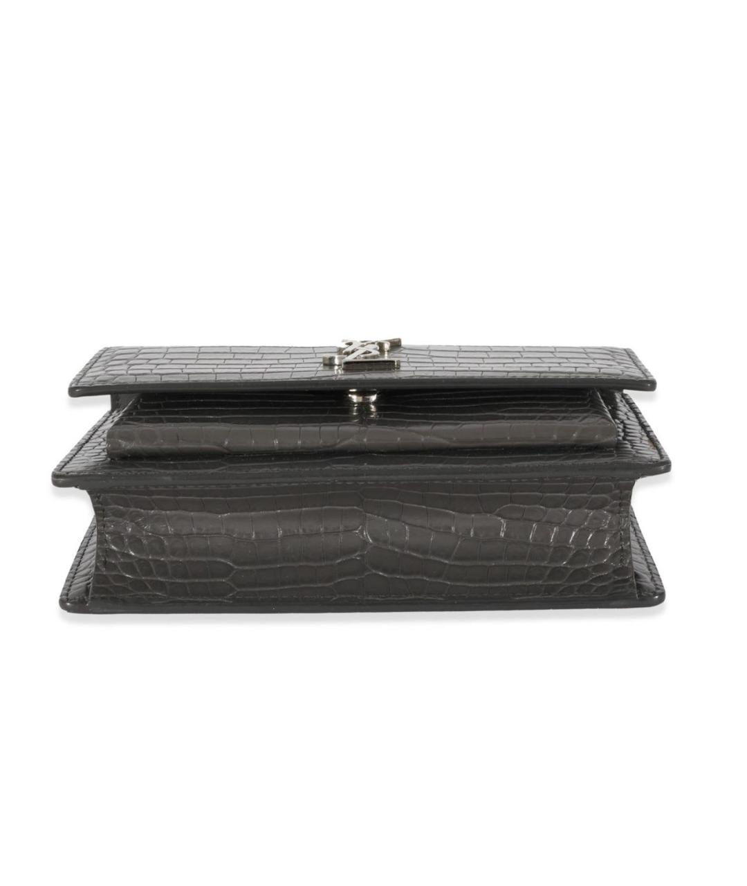 SAINT LAURENT Серая кожаная сумка через плечо, фото 5