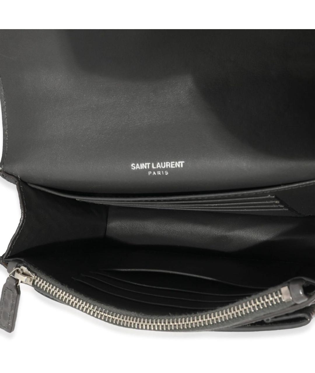 SAINT LAURENT Серая кожаная сумка через плечо, фото 8