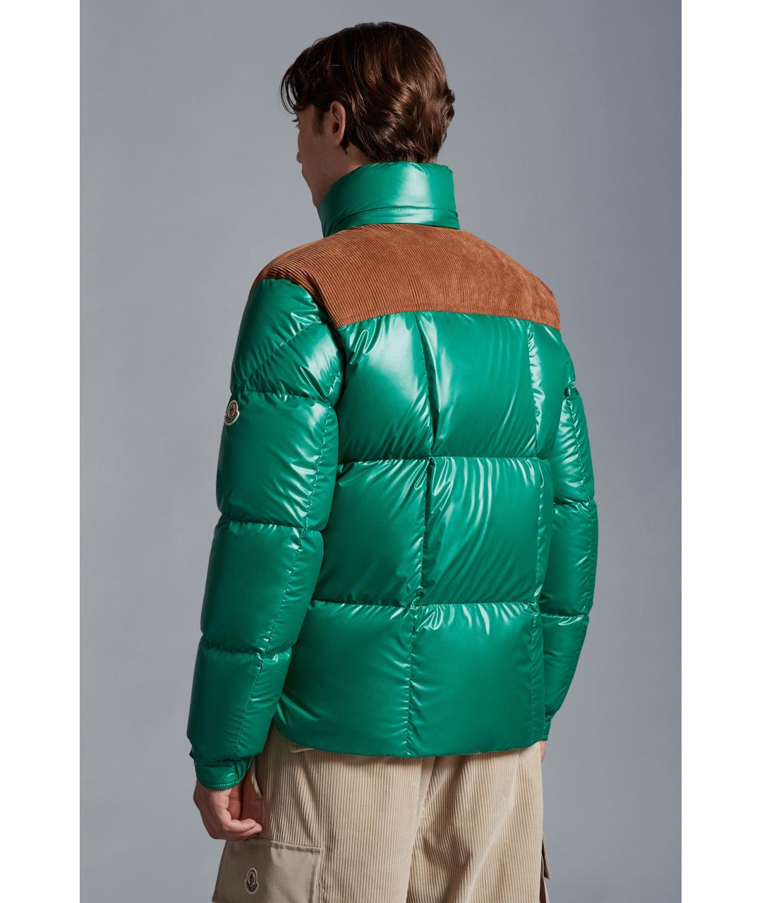 MONCLER Зеленый полиэстеровый пуховик, фото 7
