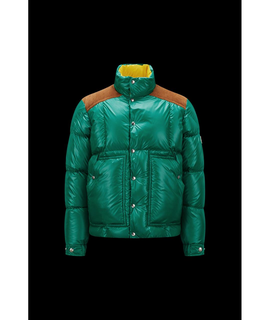 MONCLER Зеленый полиэстеровый пуховик, фото 8