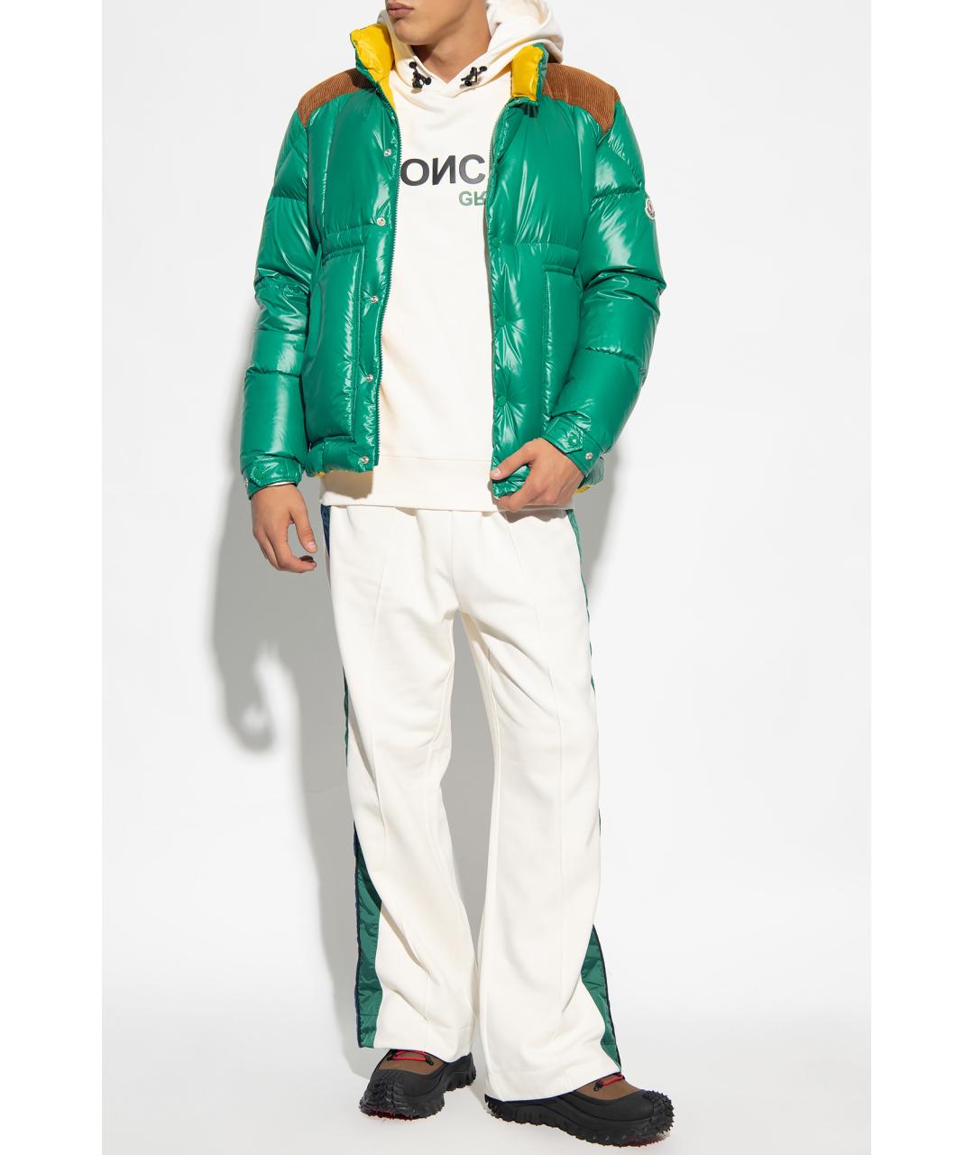 MONCLER Зеленый полиэстеровый пуховик, фото 4