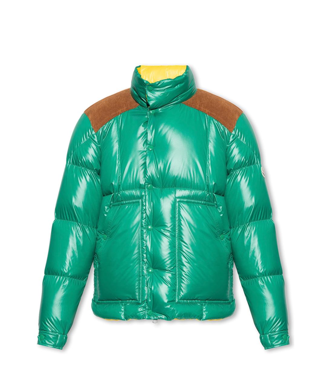 MONCLER Зеленый полиэстеровый пуховик, фото 9