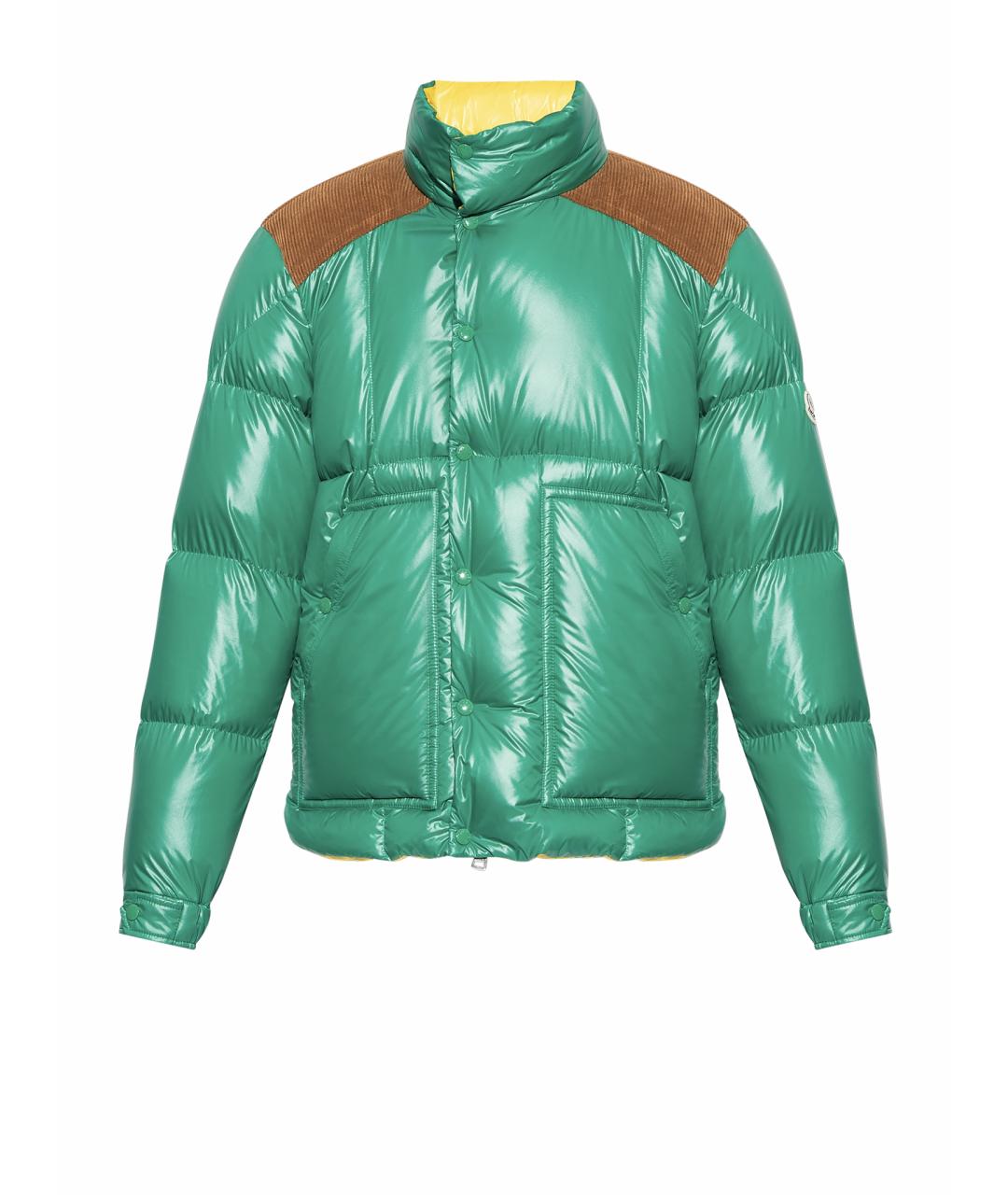 MONCLER Зеленый полиэстеровый пуховик, фото 1