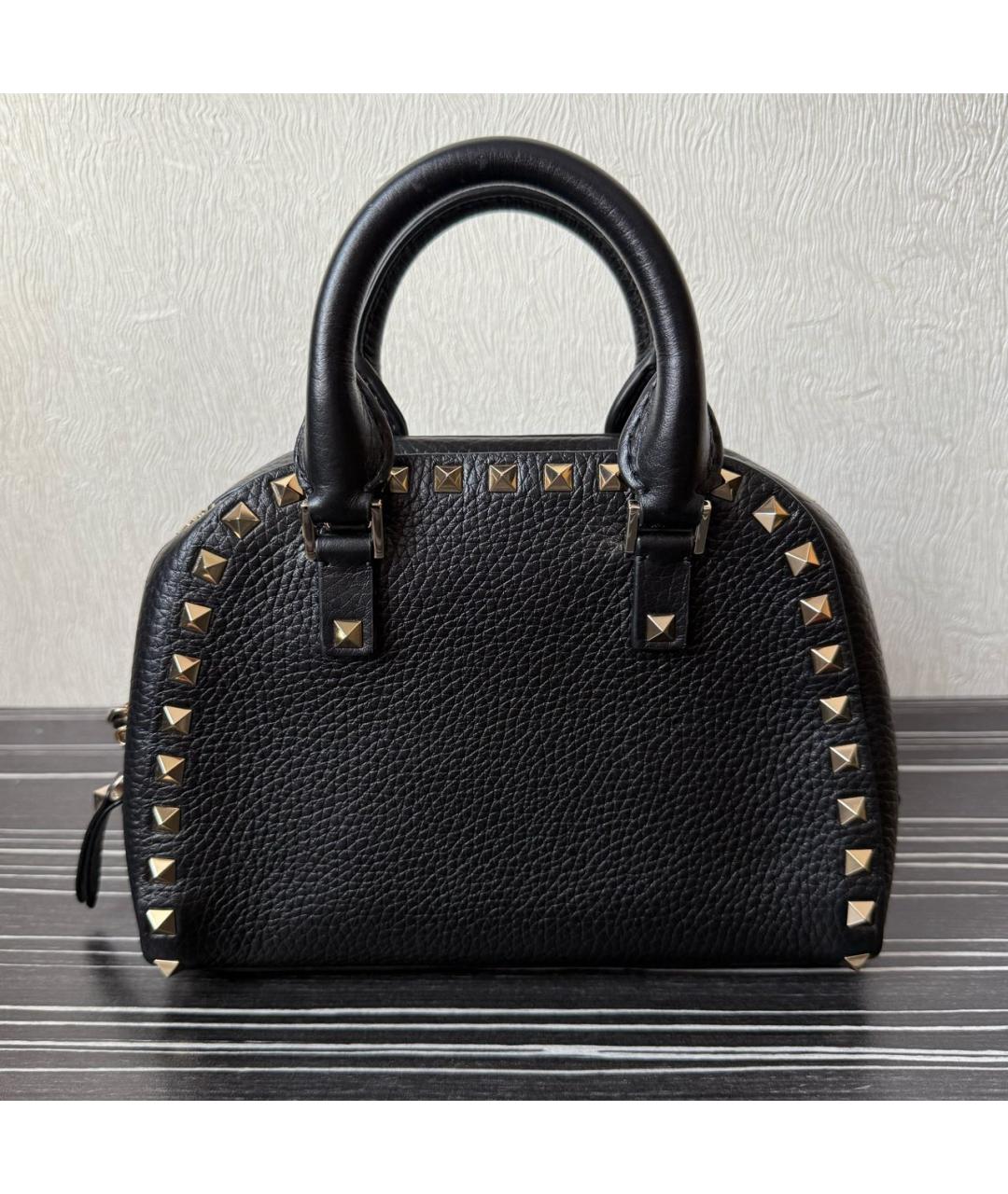VALENTINO Черная кожаная сумка с короткими ручками, фото 7