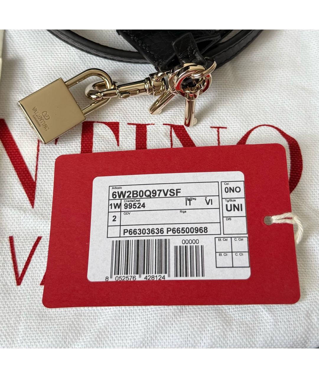 VALENTINO Черная кожаная сумка с короткими ручками, фото 5