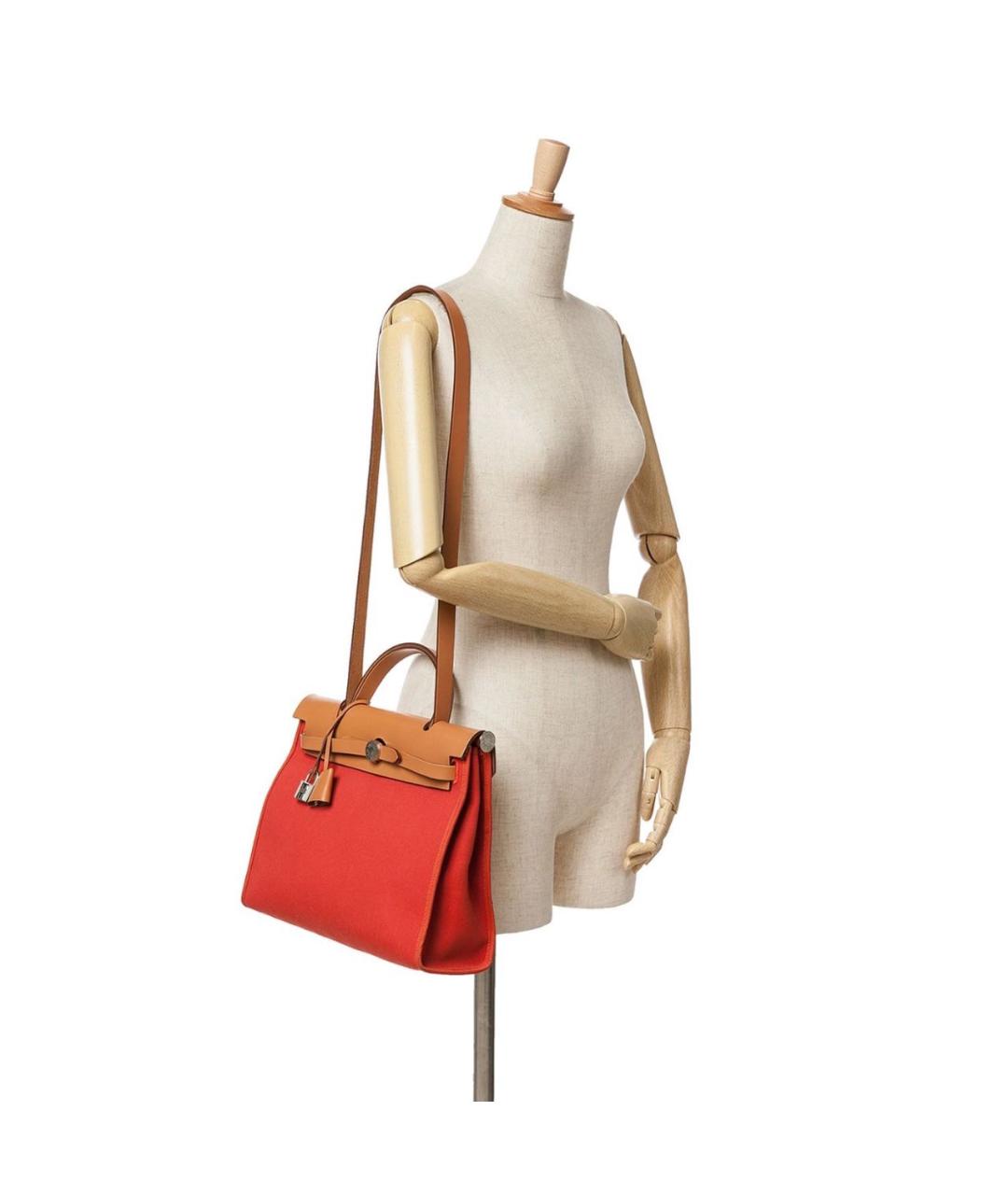 HERMES Красная кожаная сумка с короткими ручками, фото 7