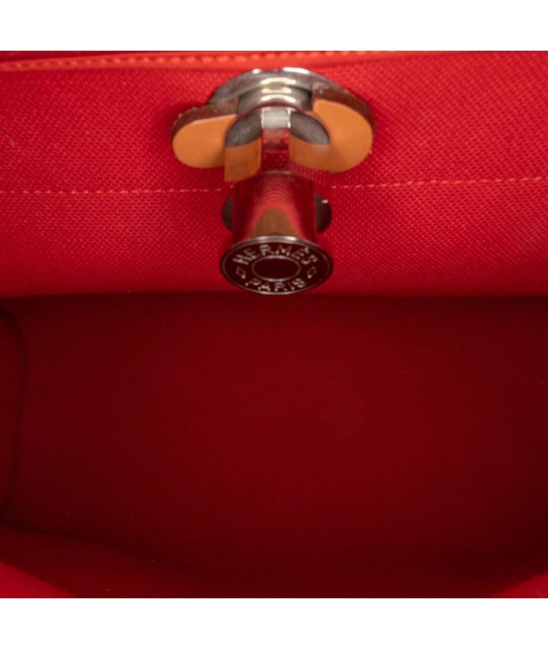 HERMES Красная кожаная сумка с короткими ручками, фото 4