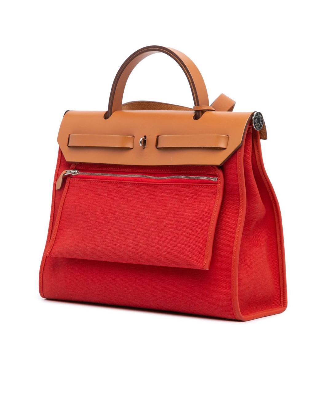 HERMES Красная кожаная сумка с короткими ручками, фото 2