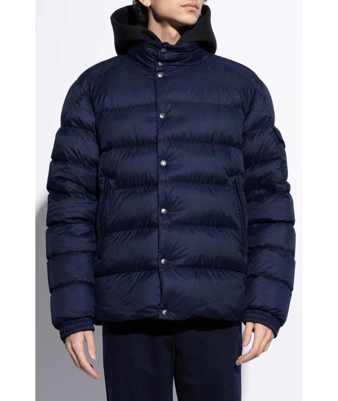 MONCLER Темно-синий полиамидовый пуховик, фото 2