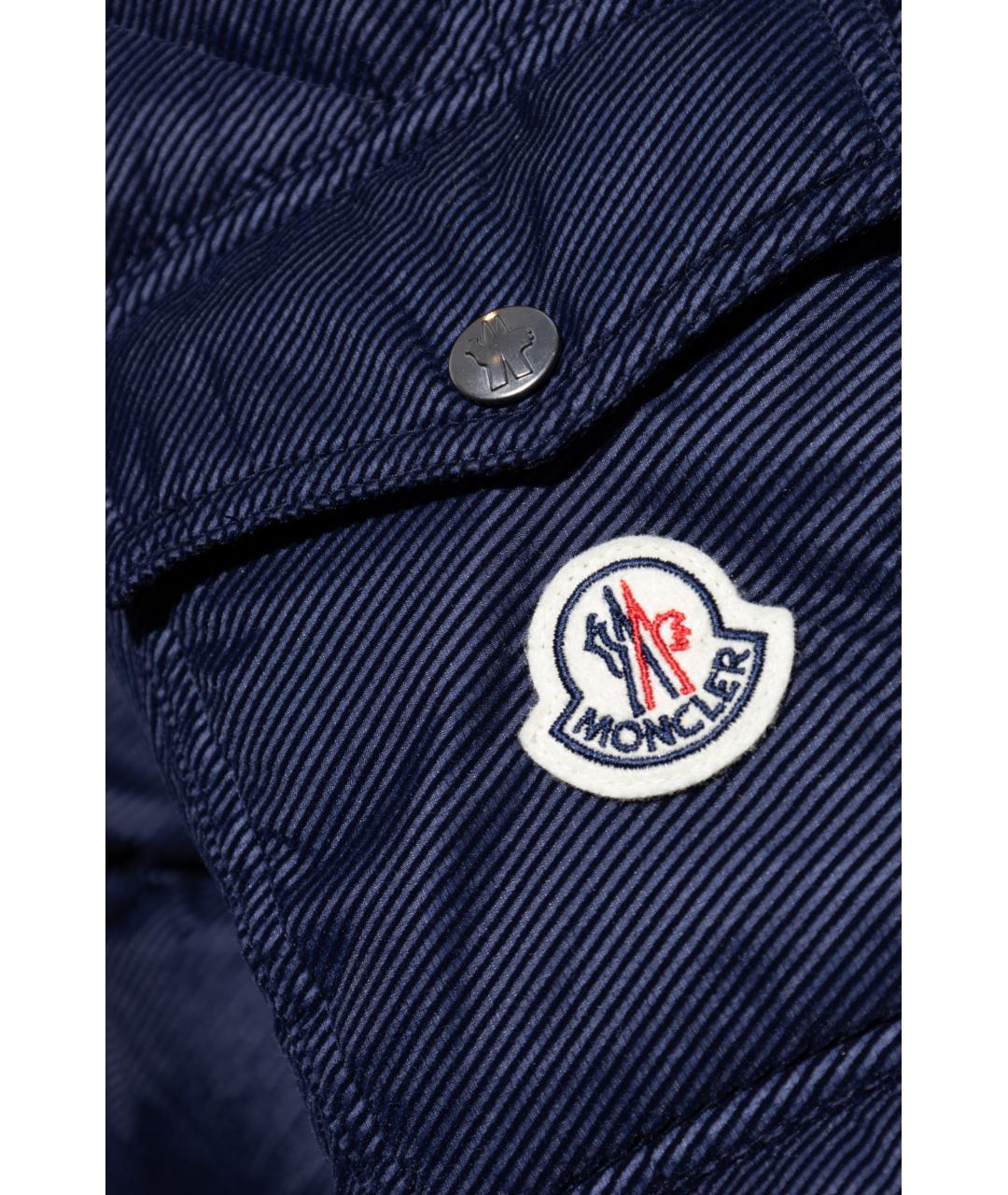 MONCLER Темно-синий полиамидовый пуховик, фото 5
