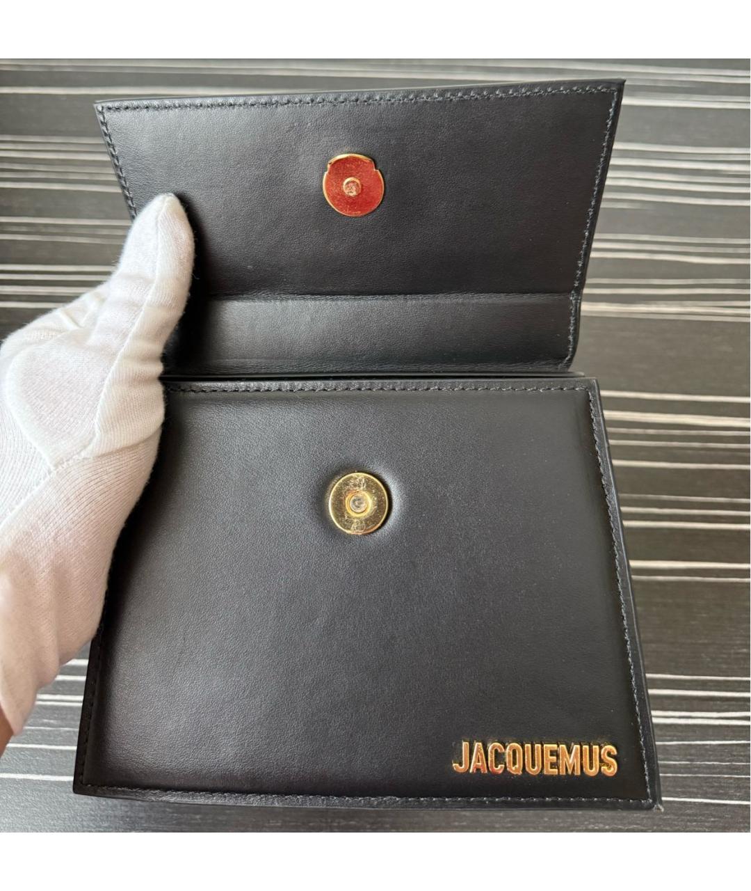 JACQUEMUS Черная кожаная сумка с короткими ручками, фото 5