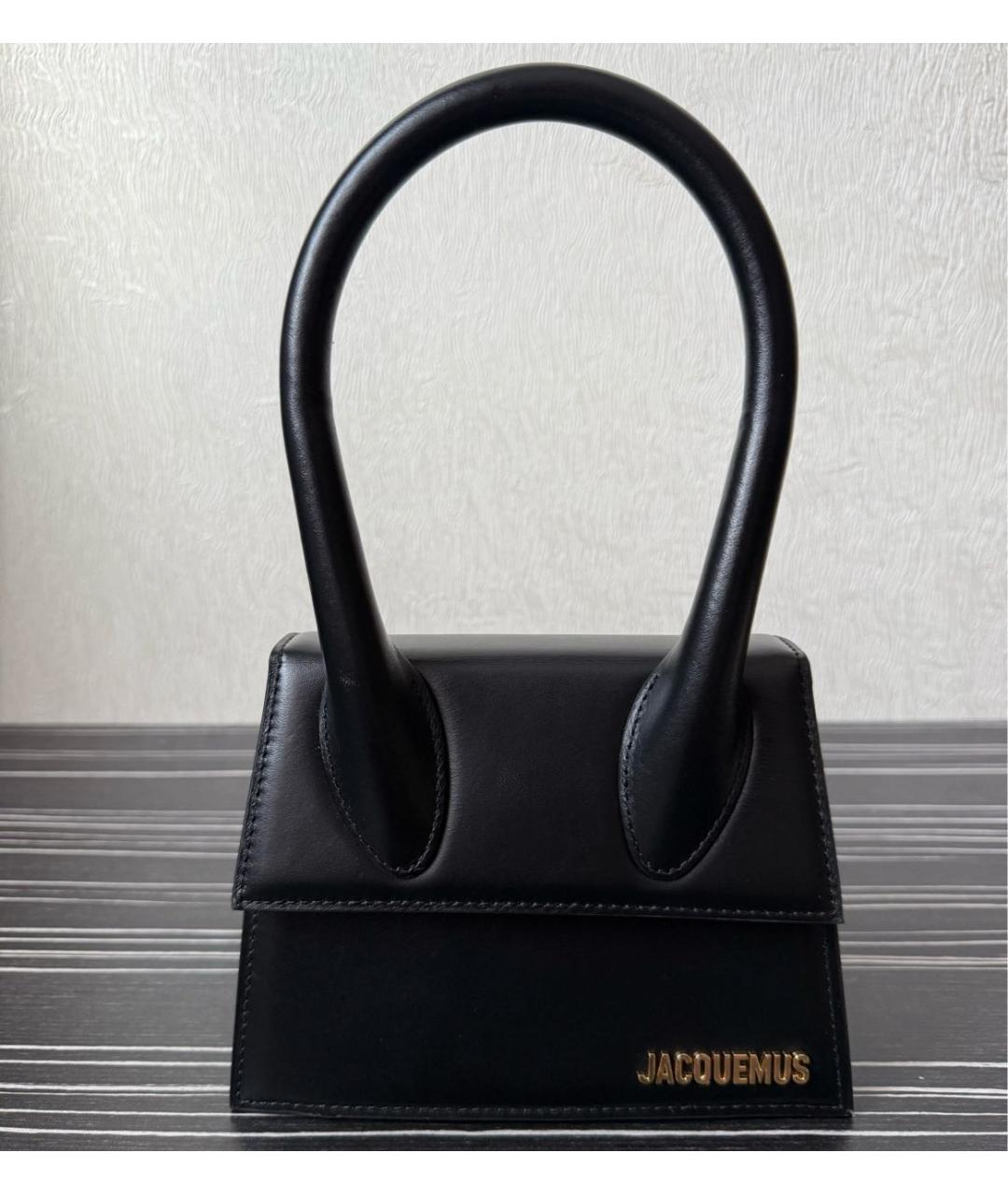 JACQUEMUS Черная кожаная сумка с короткими ручками, фото 9