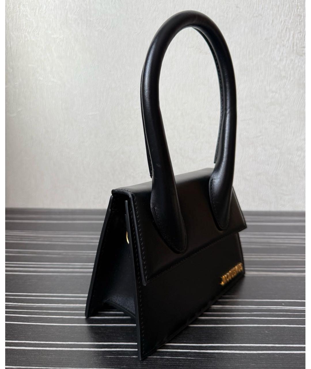 JACQUEMUS Черная кожаная сумка с короткими ручками, фото 2