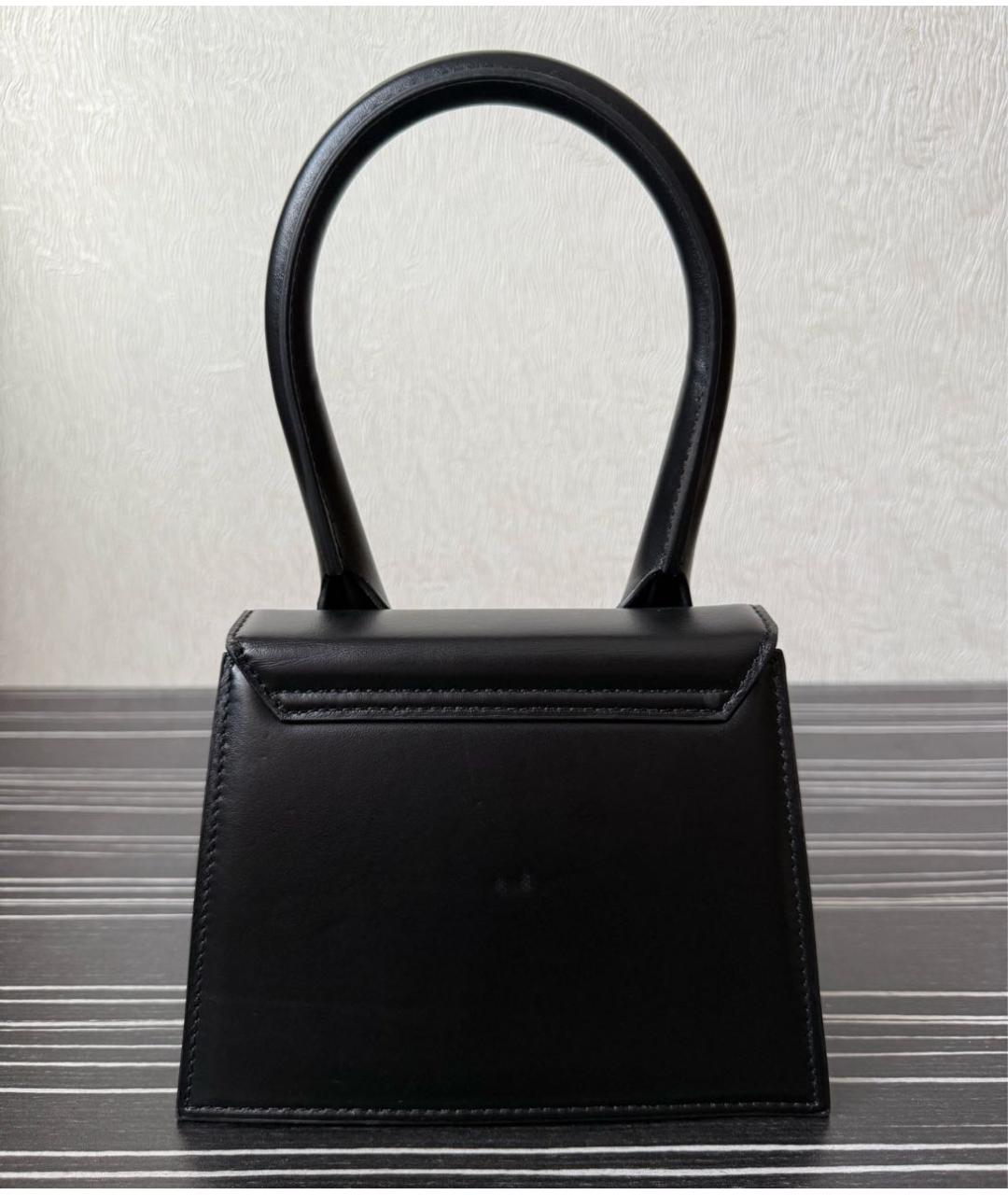 JACQUEMUS Черная кожаная сумка с короткими ручками, фото 3