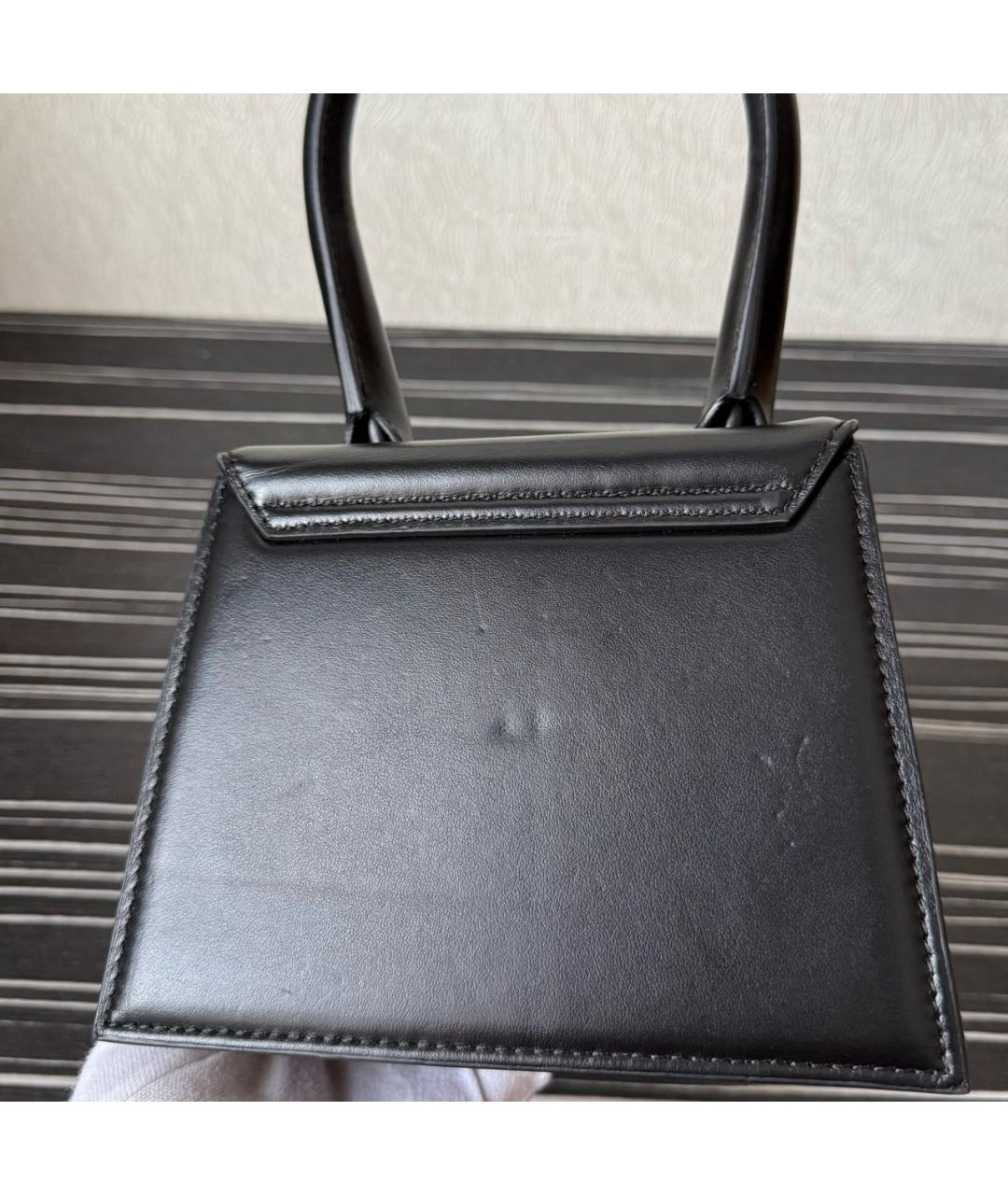 JACQUEMUS Черная кожаная сумка с короткими ручками, фото 6