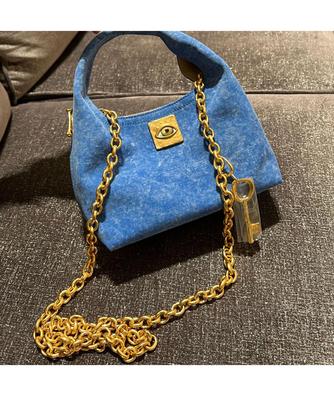 SCHIAPARELLI Синяя замшевая сумка с короткими ручками, фото 6