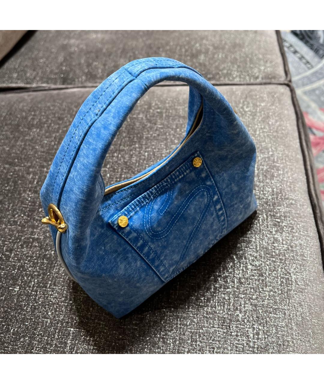 SCHIAPARELLI Синяя замшевая сумка с короткими ручками, фото 7