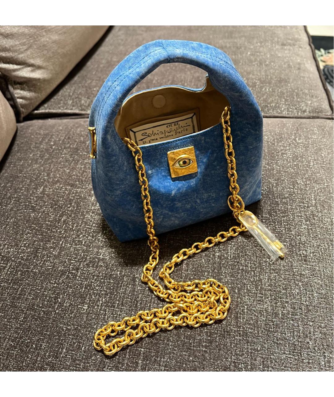 SCHIAPARELLI Синяя замшевая сумка с короткими ручками, фото 5
