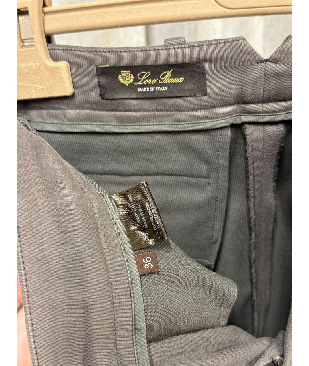 LORO PIANA Бежевые хлопковые брюки узкие, фото 3