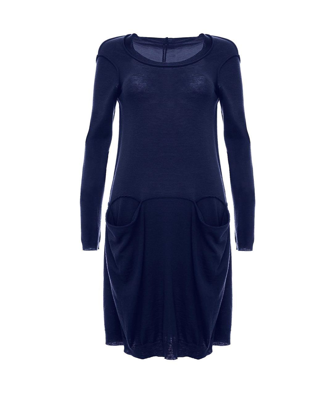 LIVIANA CONTI Темно-синее шерстяное повседневное платье, фото 9