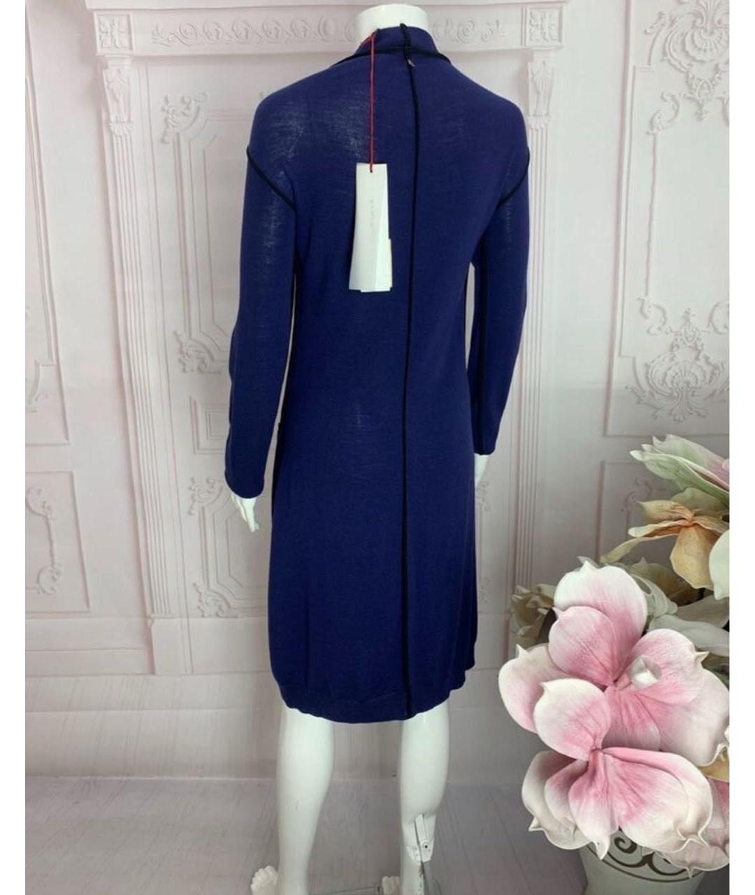 LIVIANA CONTI Темно-синее шерстяное повседневное платье, фото 6