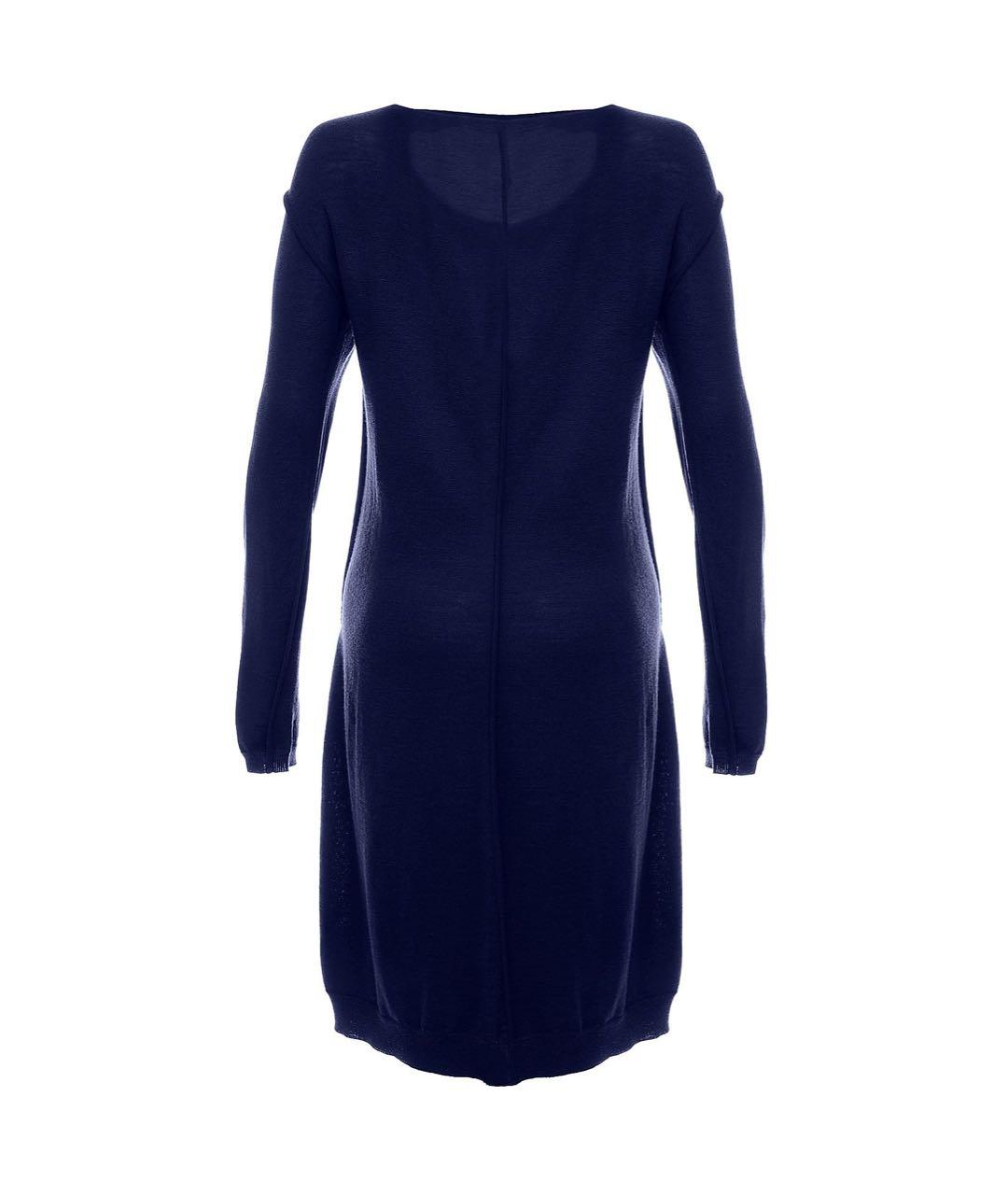 LIVIANA CONTI Темно-синее шерстяное повседневное платье, фото 2