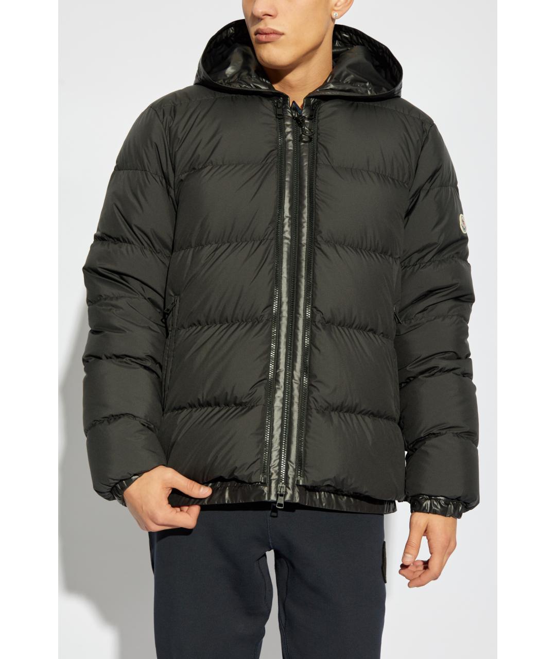 MONCLER Черный полиэстеровый пуховик, фото 2