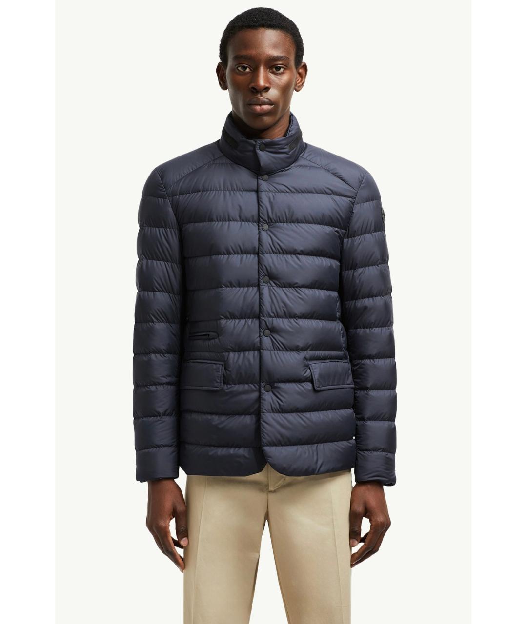 MONCLER Темно-синий полиэстеровый пуховик, фото 5