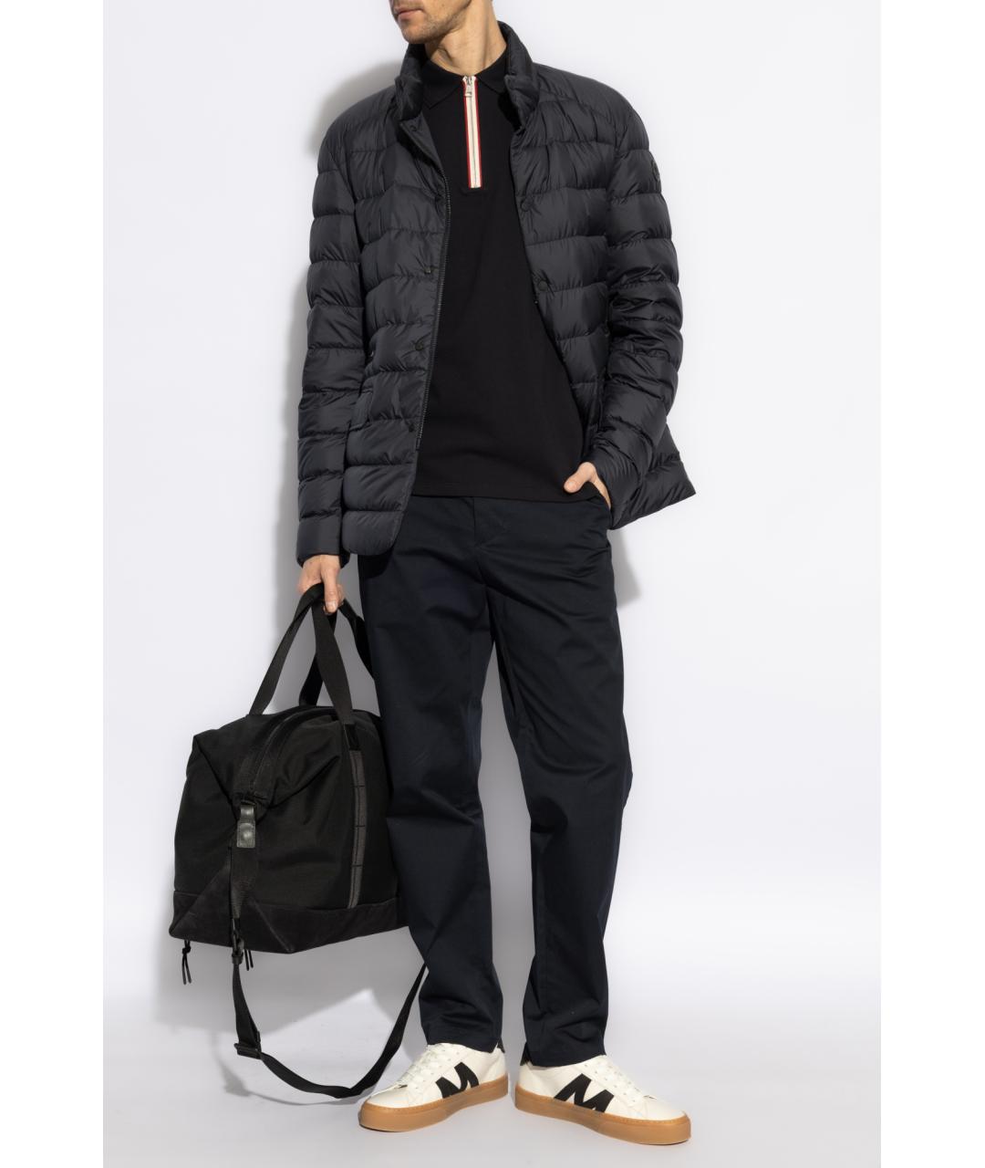 MONCLER Темно-синий полиэстеровый пуховик, фото 2