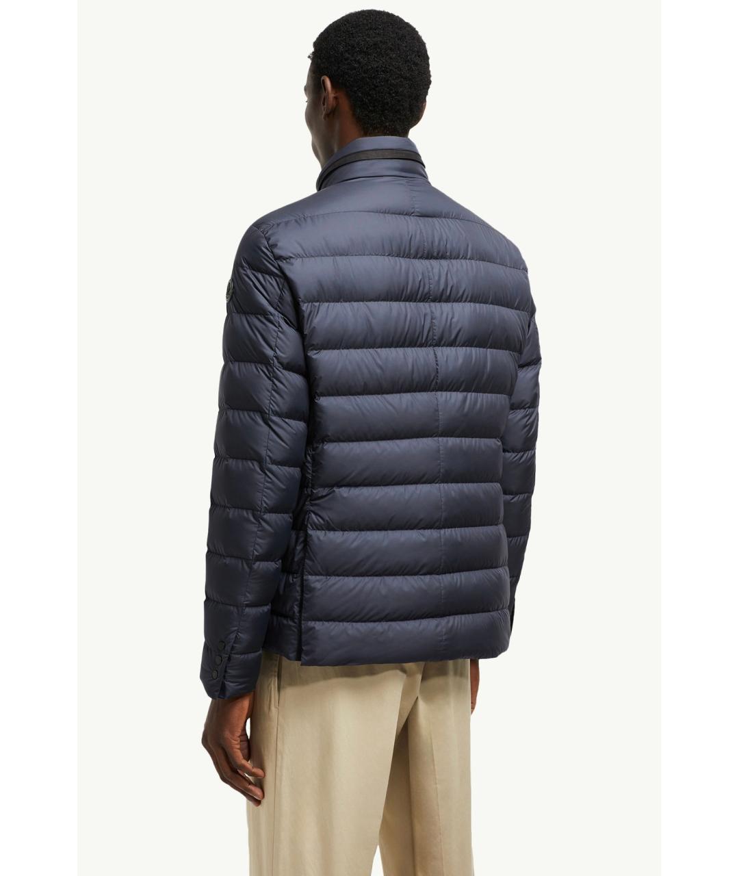 MONCLER Темно-синий полиэстеровый пуховик, фото 6