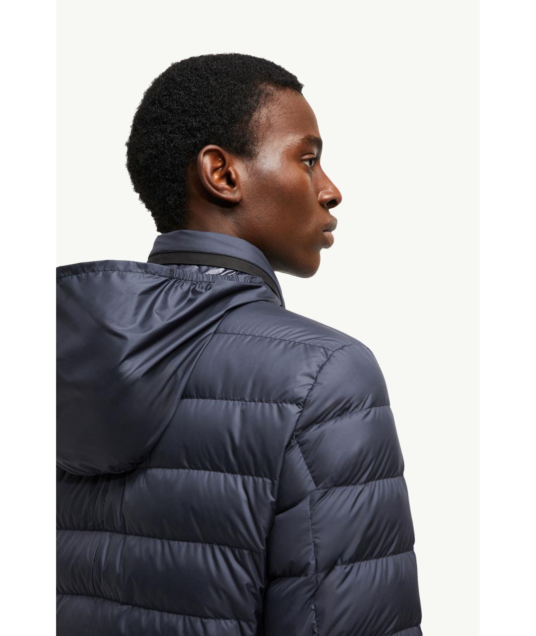 MONCLER Темно-синий полиэстеровый пуховик, фото 8