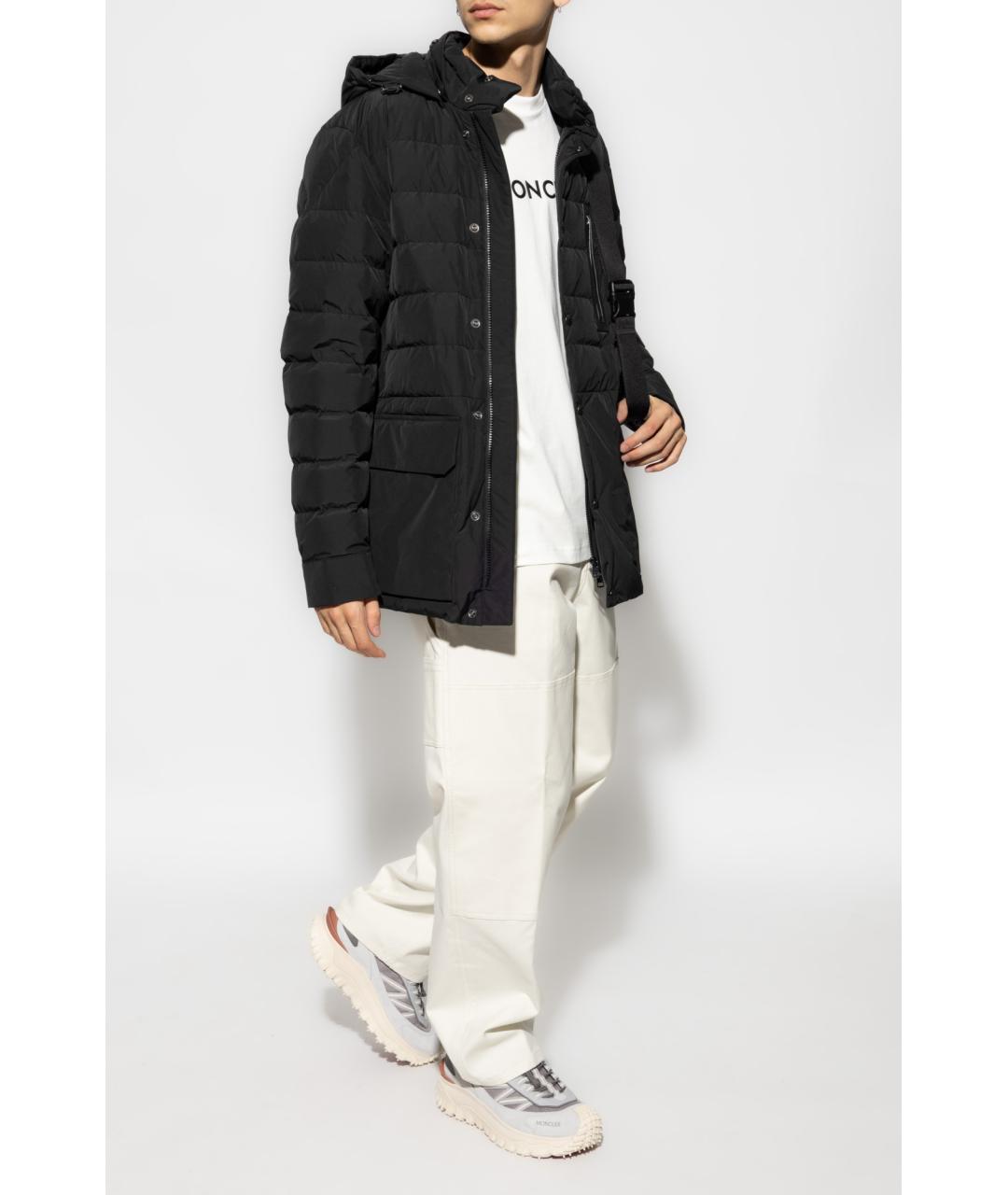 MONCLER Черный полиэстеровый пуховик, фото 2