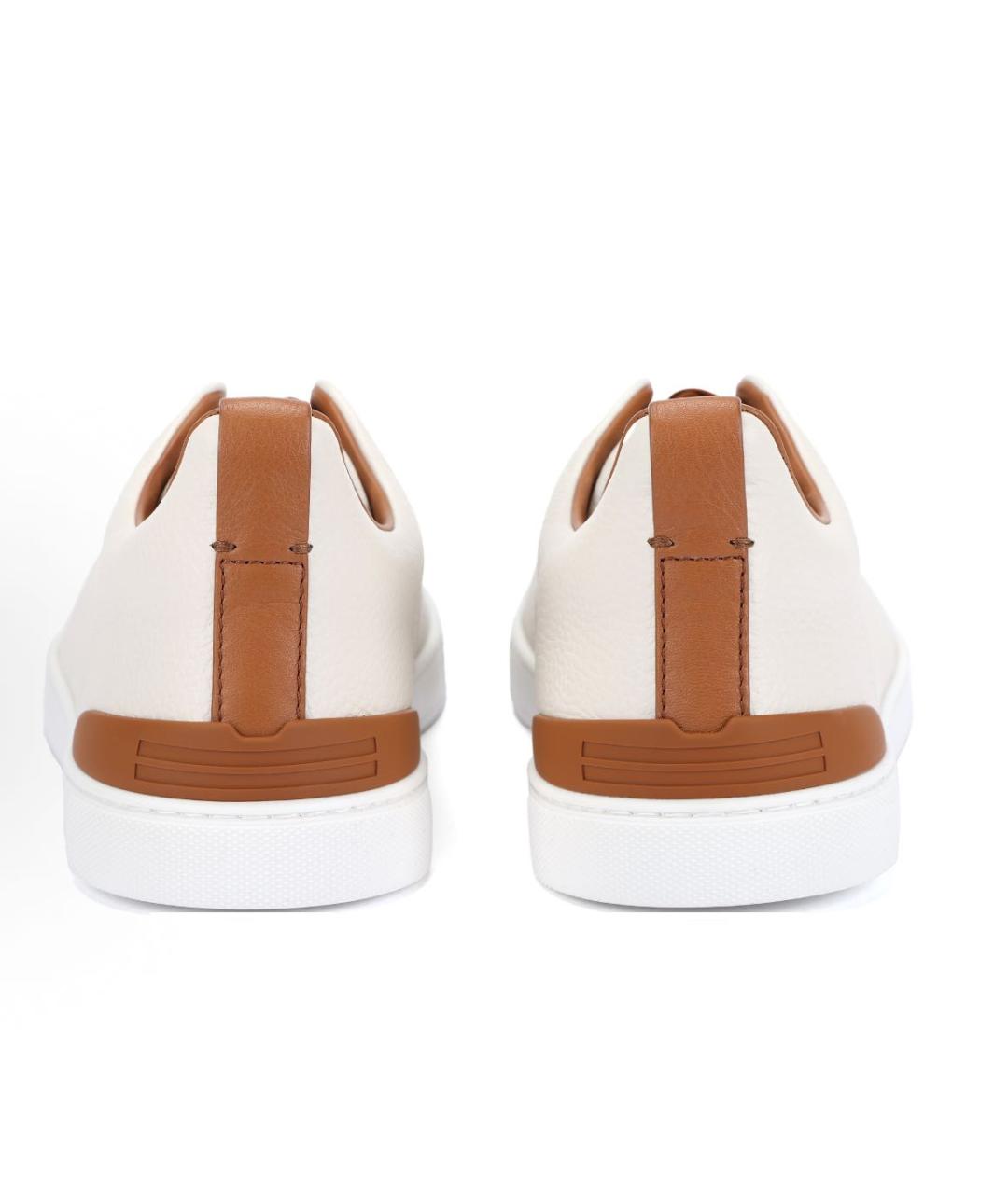 ZEGNA Белые кожаные слипоны, фото 3