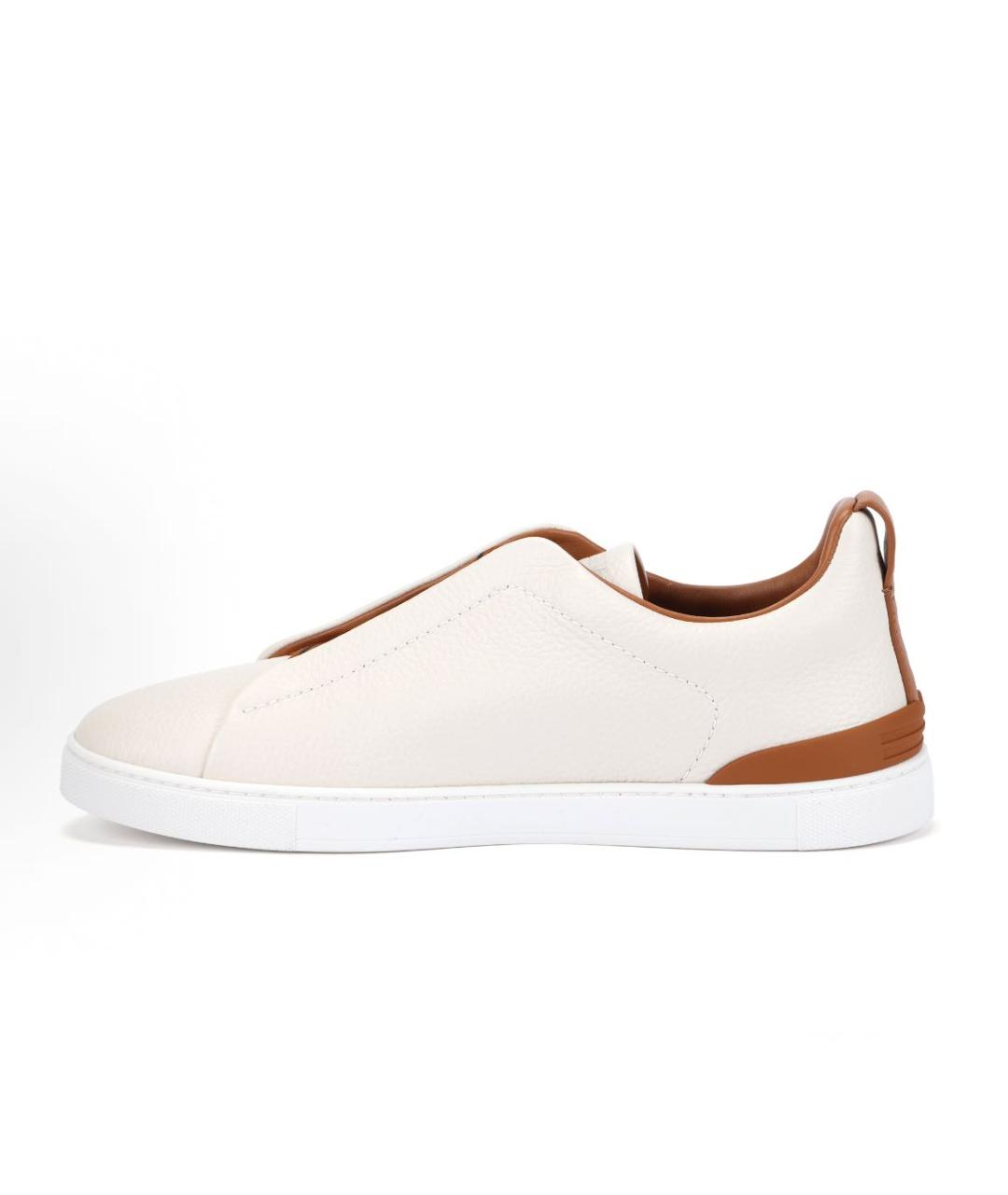 ZEGNA Белые кожаные слипоны, фото 9