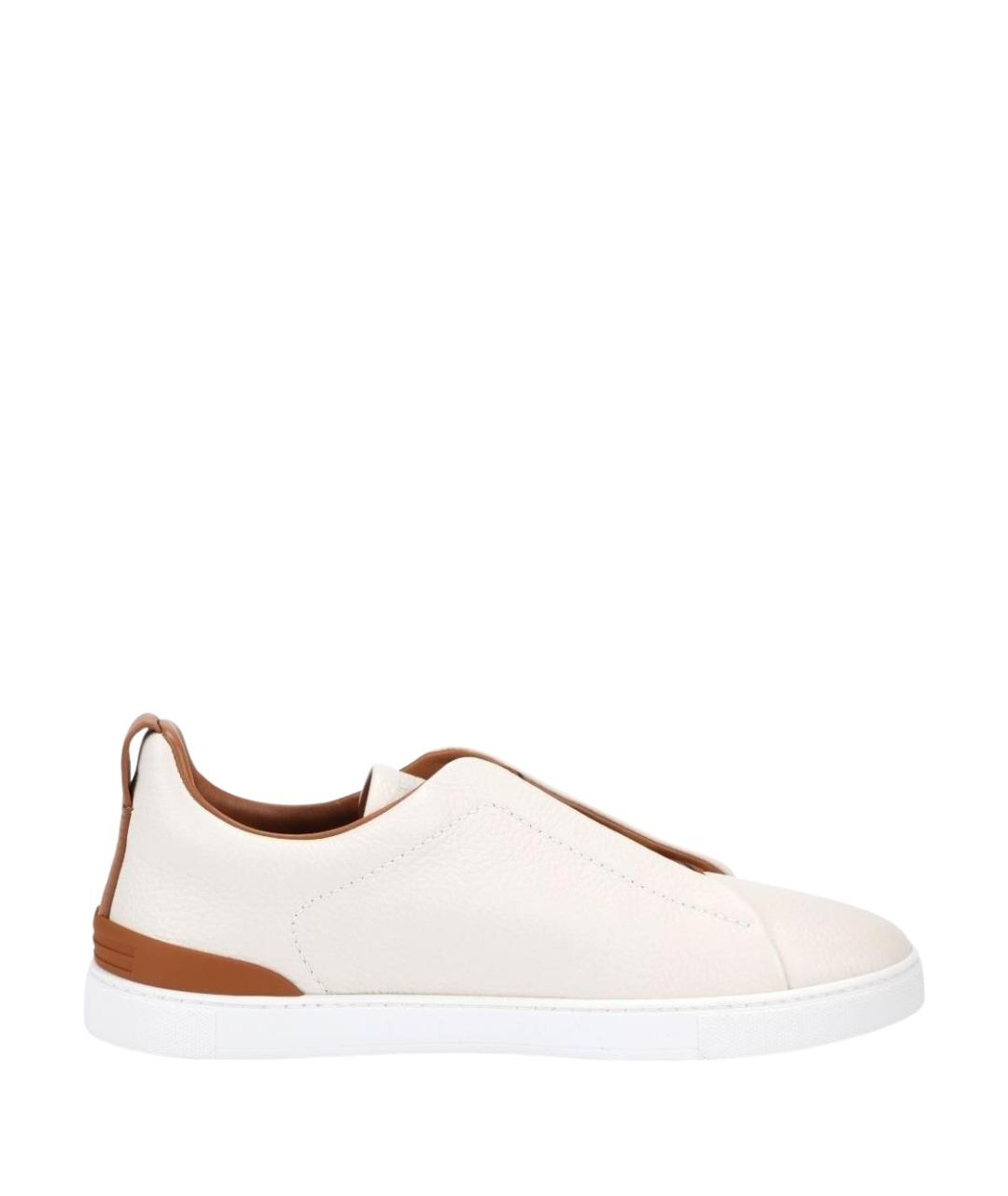 ZEGNA Белые кожаные слипоны, фото 1