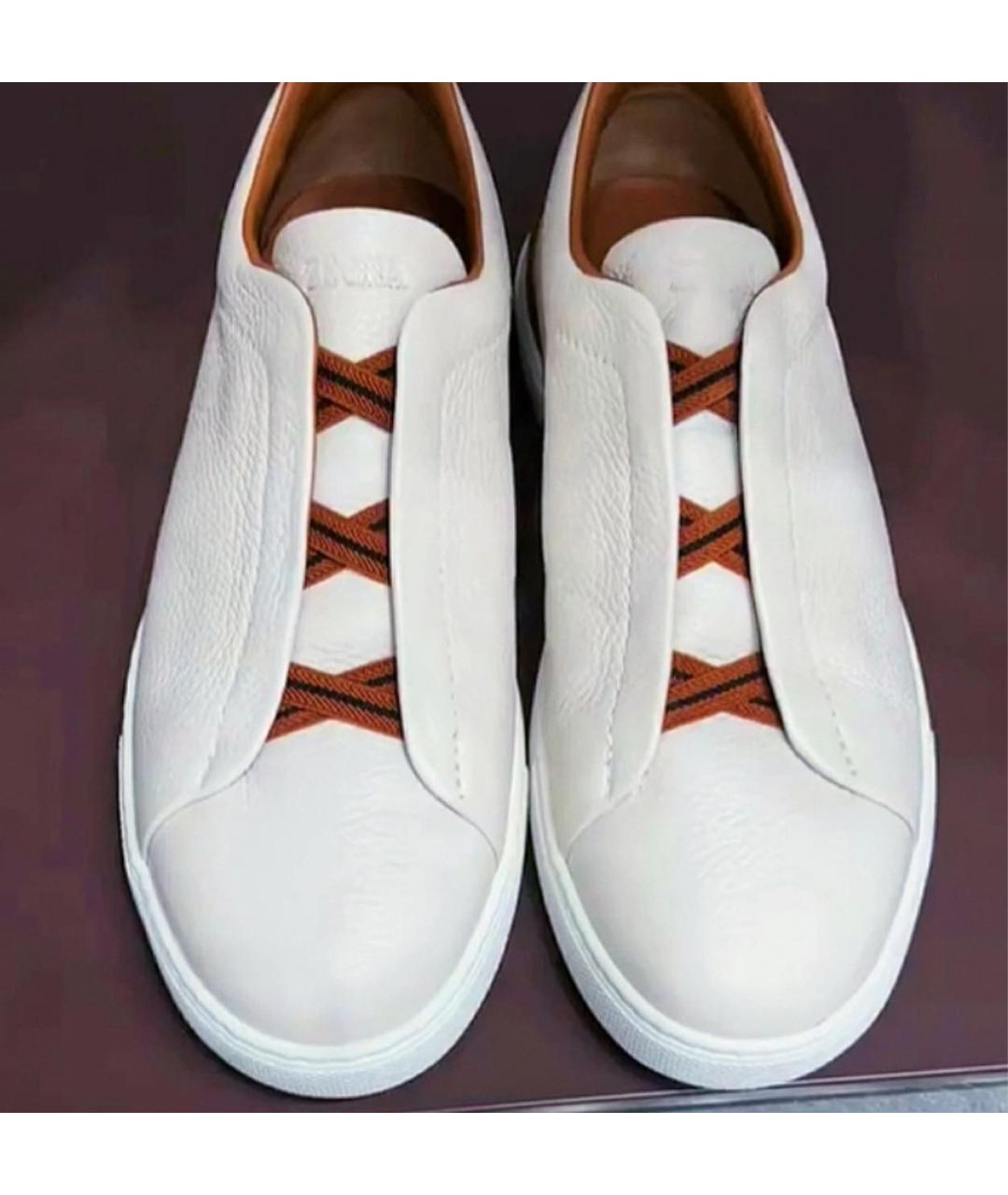 ZEGNA Белые кожаные слипоны, фото 6