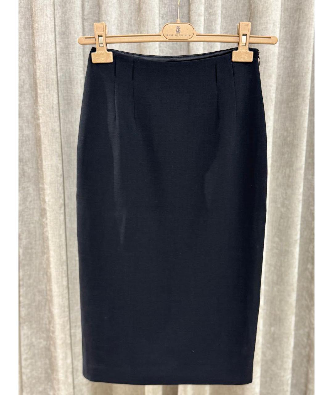 RALPH LAUREN Черная шерстяная юбка миди, фото 5